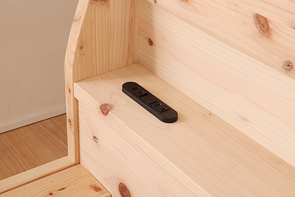 国産ひのき 棚コンセント付き すのこベッド シングル