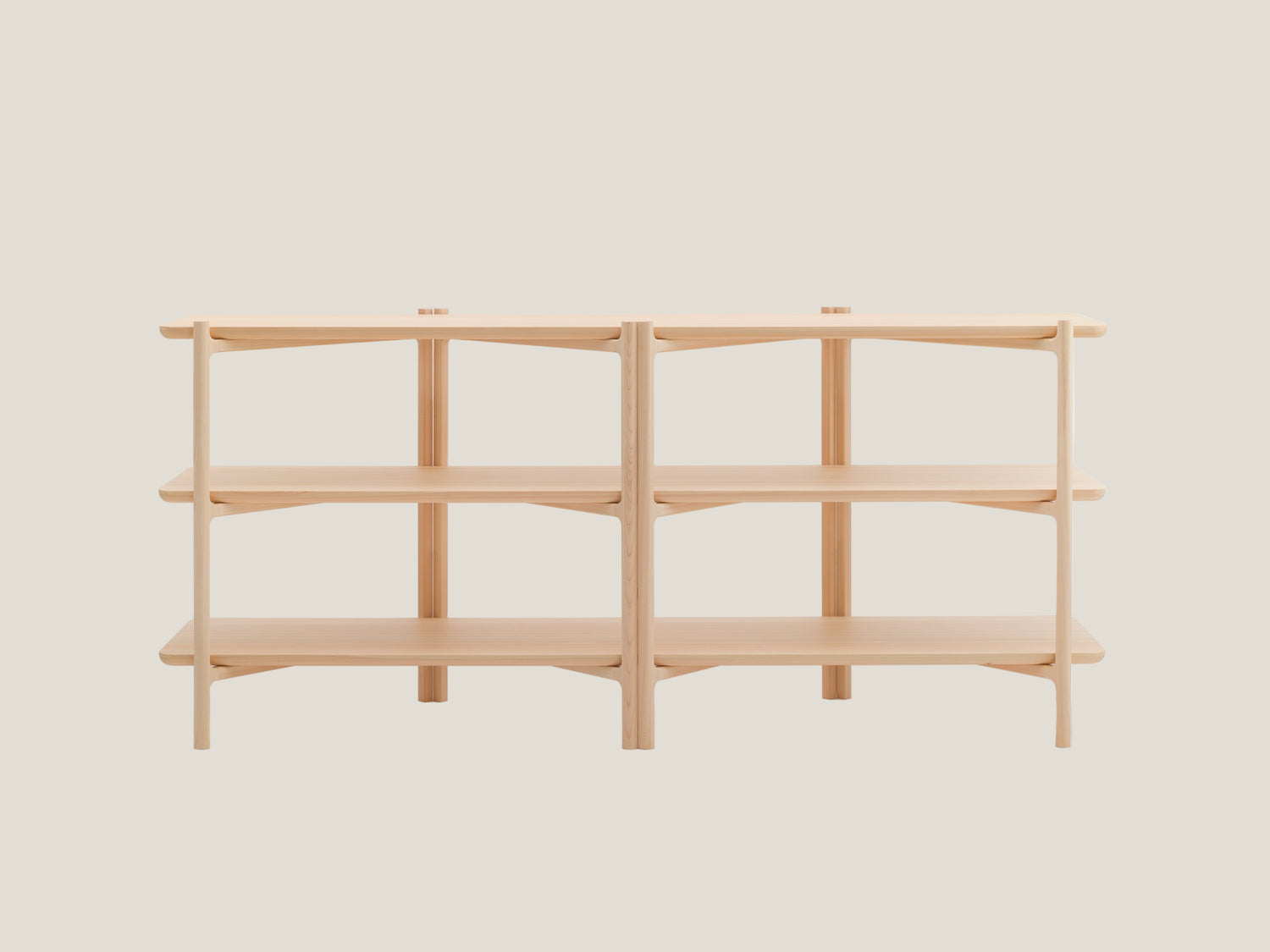 ヒノキの飾り棚 ロング3段