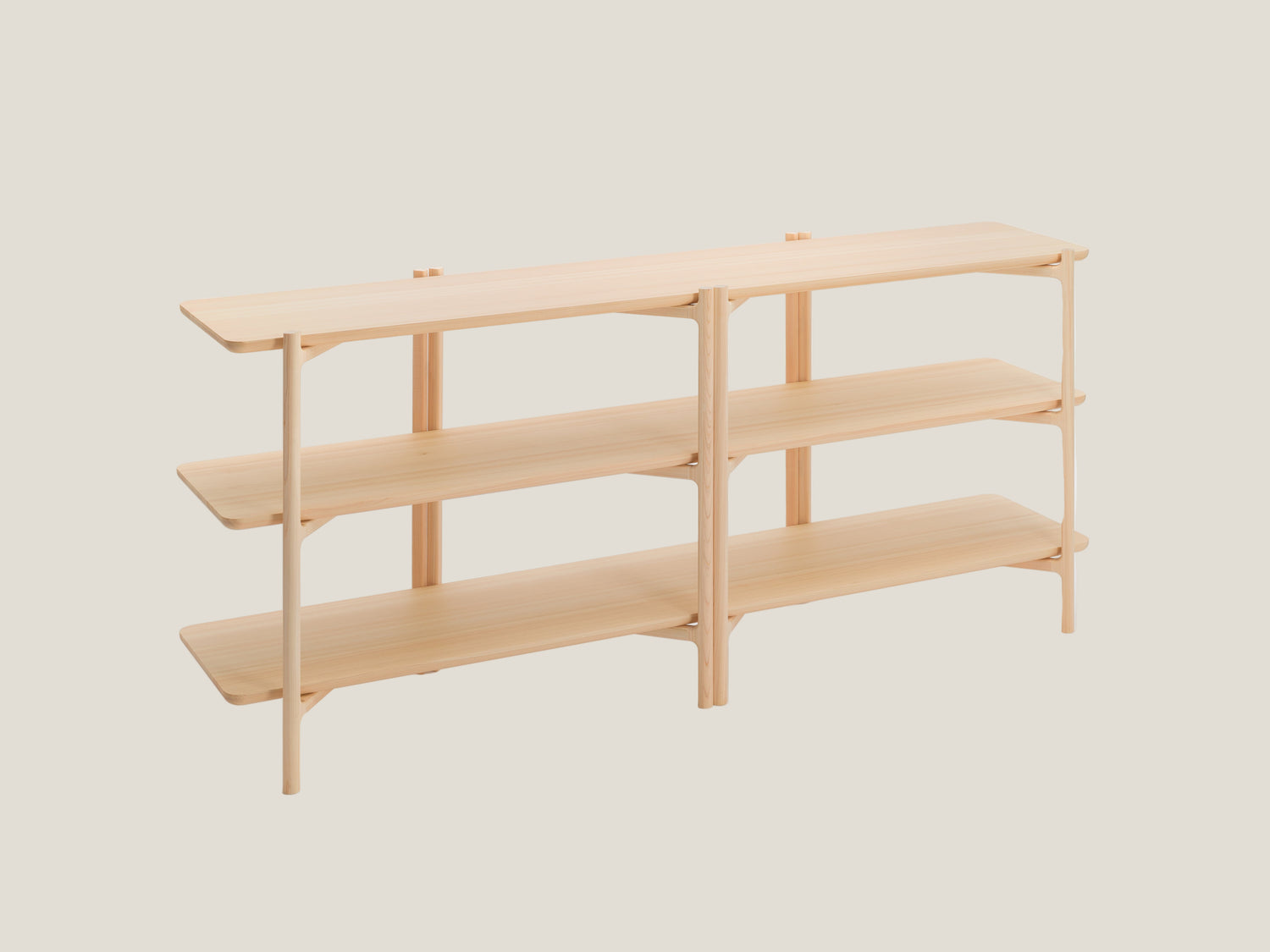 ヒノキの飾り棚 ロング3段