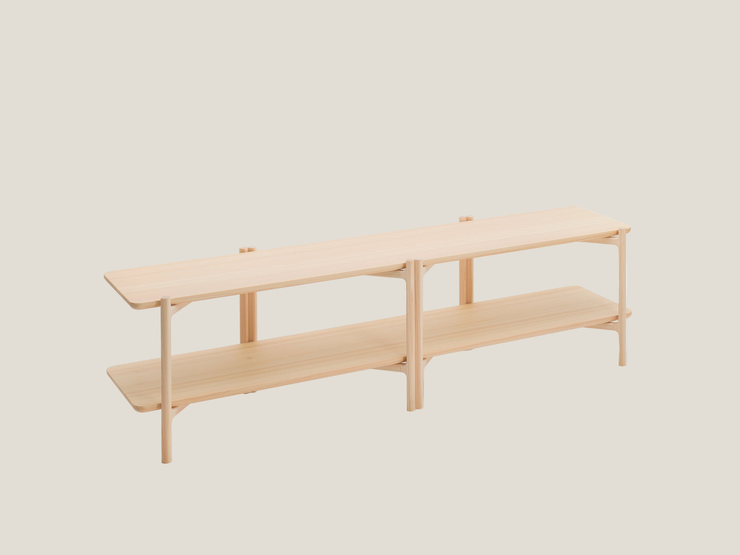 ヒノキの飾り棚 ロング2段