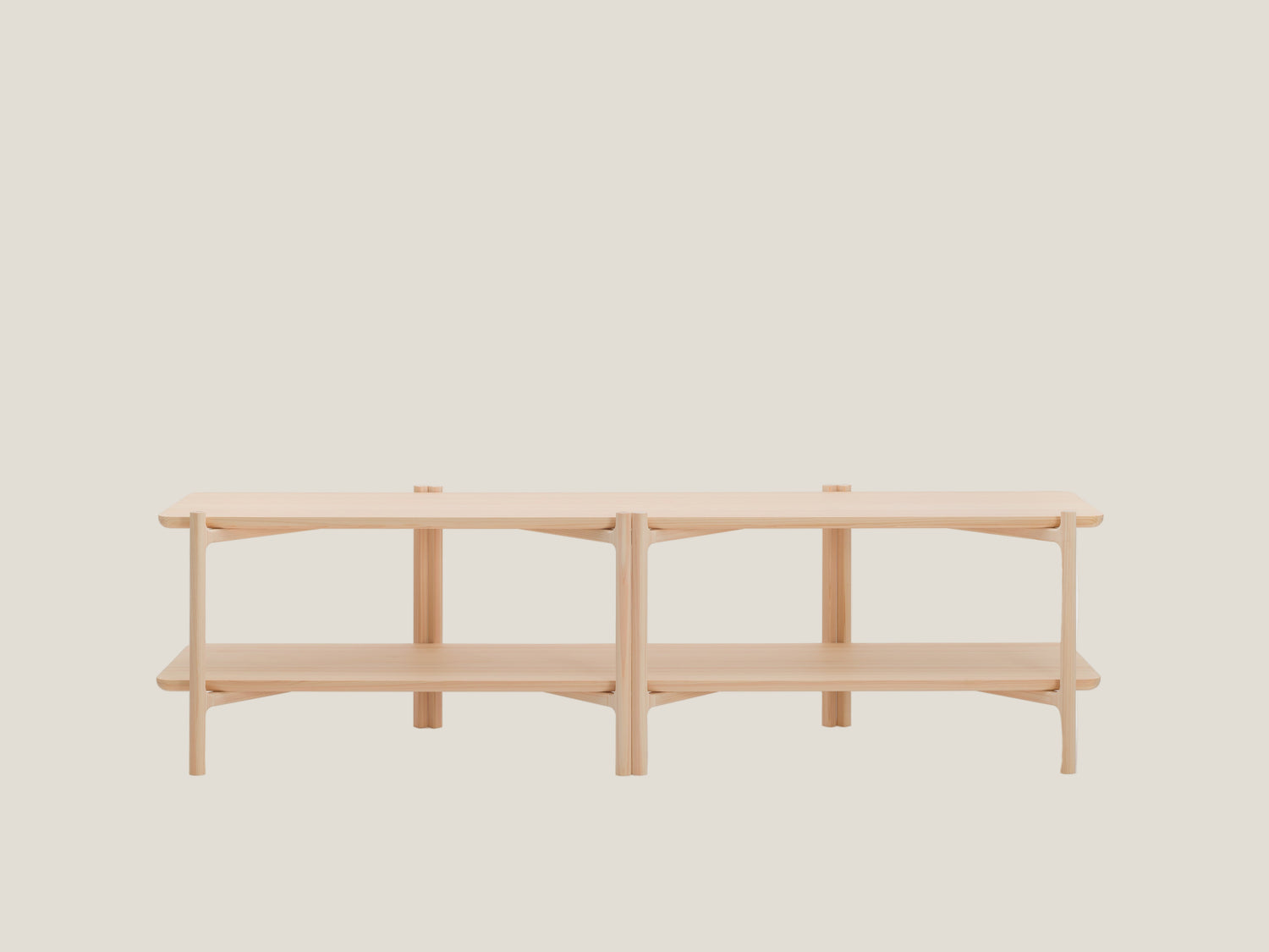 ヒノキの飾り棚 ロング2段