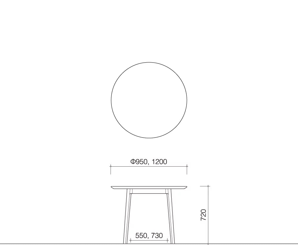 TAPERED dining round table 120cm